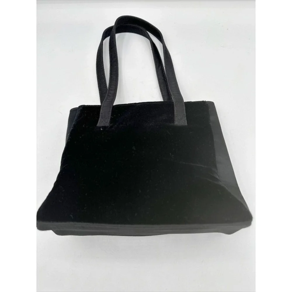 Unbranded Black Velvet Evening Tote Bag Small Purse Minimalist Zipper Goth 25-07